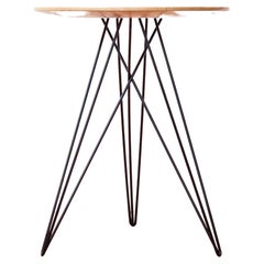 Hudson Hairpin Side Table with Wood Inlay Maple Black