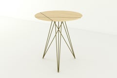 Hudson Hairpin Side Table with Wood Inlay Maple Brassy Gold