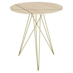 Hudson Hairpin Side Table with Wood Inlay Maple Brassy Gold