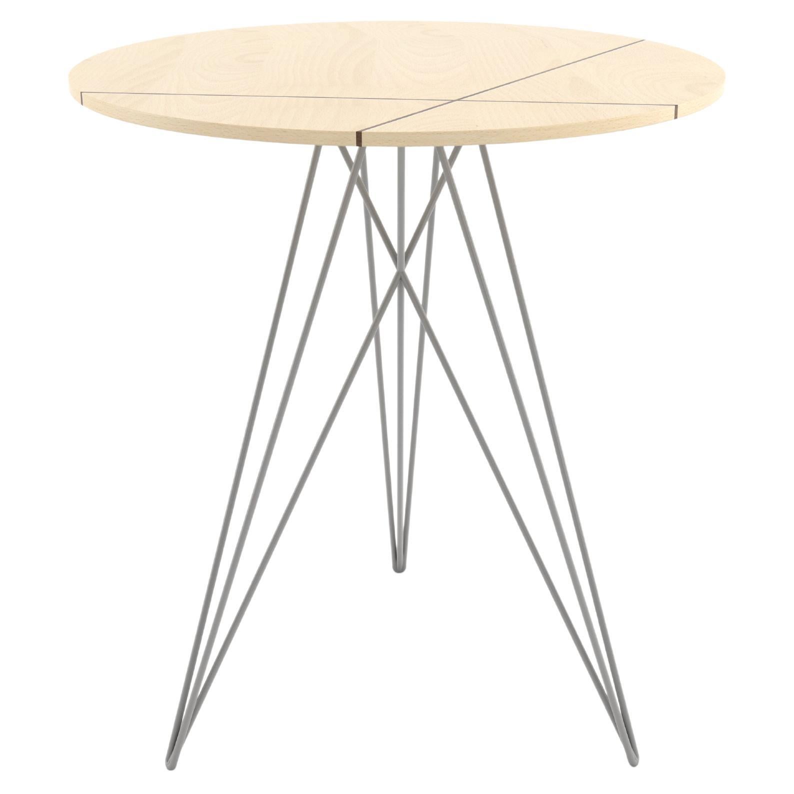 Hudson Hairpin Side Table with Wood Inlay Maple Grey For Sale