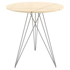 Hudson Hairpin Side Table with Wood Inlay Maple Grey