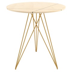 Hudson Hairpin Side Table with Wood Inlay Maple Mustard