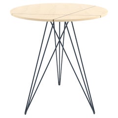 Hudson Hairpin Side Table with Wood Inlay Maple Navy