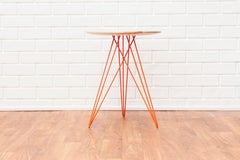 Hudson Hairpin Side Table with Wood Inlay Maple Orange