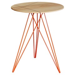 Hudson Hairpin Side Table with Wood Inlay Maple Orange
