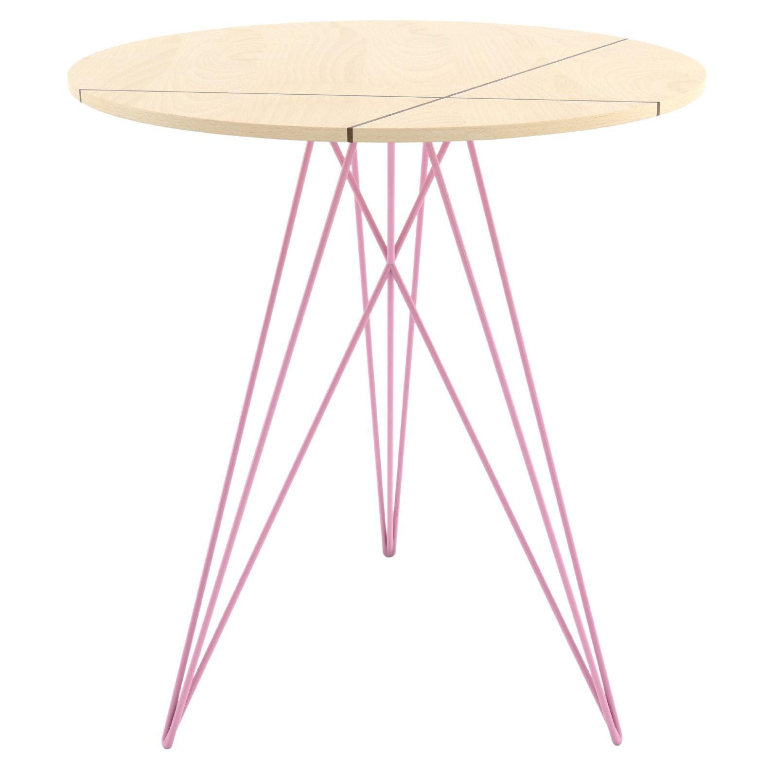 Hudson Haarnadel-Beistelltisch mit Holzintarsien in Ahornrosa im Angebot