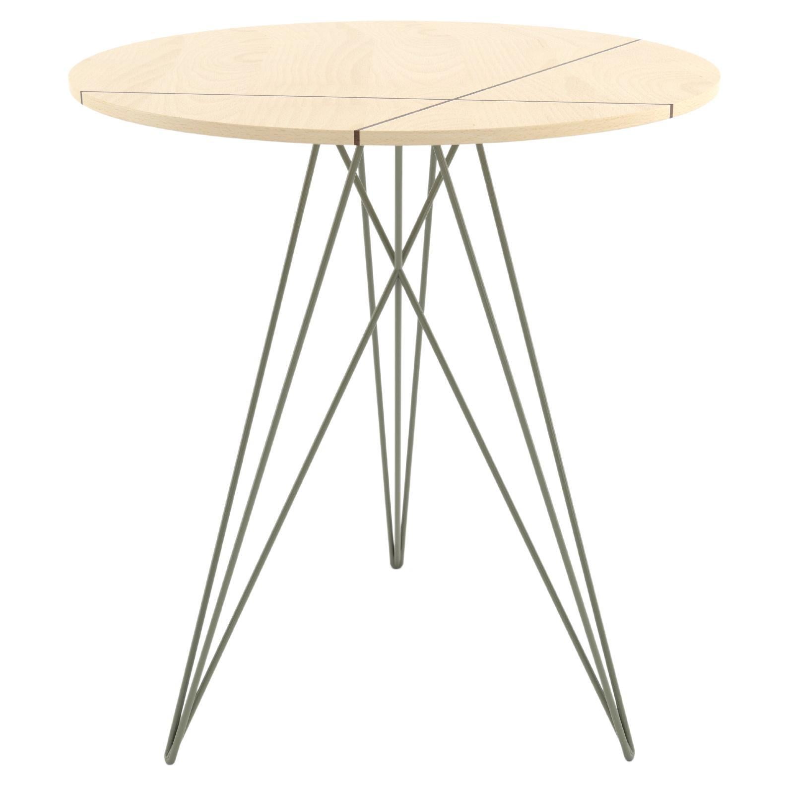 Hudson Hairpin Side Table with Wood Inlay Maple Prairie Green