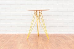 Hudson Hairpin Side Table with Wood Inlay Maple Yellow
