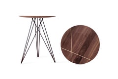 Hudson Hairpin Side Table with Wood Inlay Walnut Black