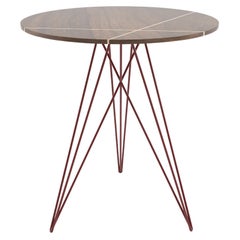 Table d'appoint Hudson en épingle à cheveux avec incrustation de bois de noyer rouge sang