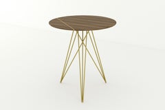 Hudson Hairpin Side Table with Wood Inlay Walnut Gold