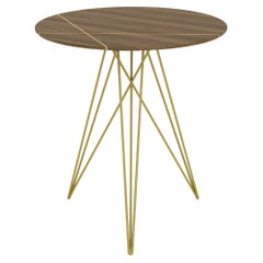 Hudson Hairpin Side Table with Wood Inlay Walnut Gold