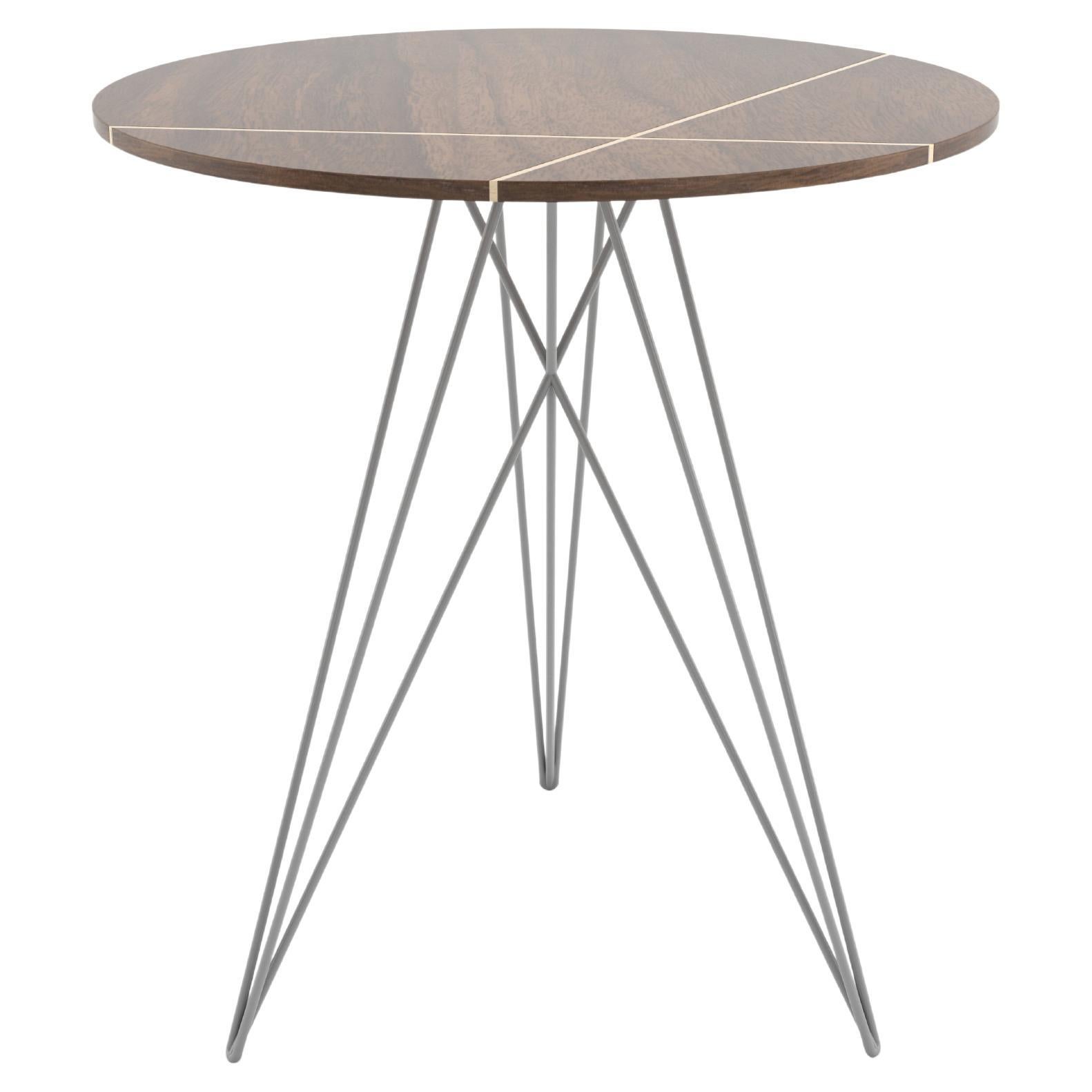 Hudson Hairpin Side Table with Wood Inlay Walnut Gray For Sale
