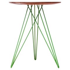 Hudson Hairpin Side Table with Wood Inlay Walnut Green