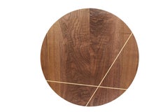 Hudson Hairpin Side Table with Wood Inlay Walnut Navy