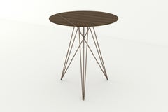 Mesa auxiliar con horquilla Hudson con incrustaciones de madera Nogal Rosa Cobre