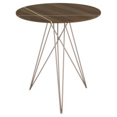 Hudson Hairpin Side Table with Wood Inlay Walnut Rose Copper