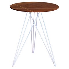 Hudson Hairpin Side Table with Wood Inlay Walnut White