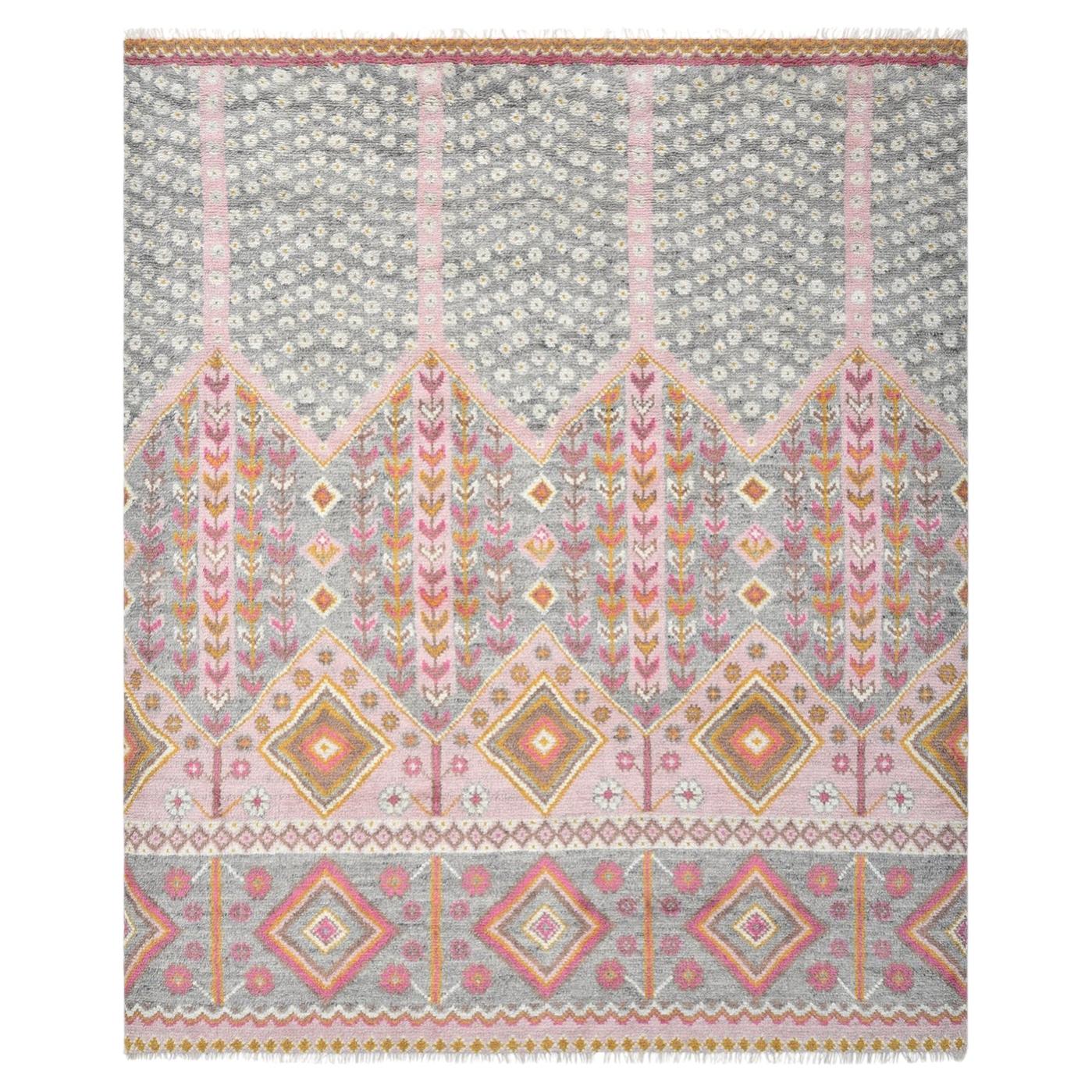 Hudson Hand Knotted Contemporary Floral Wool 8' 0" x 10' 0" Pink Area Rug