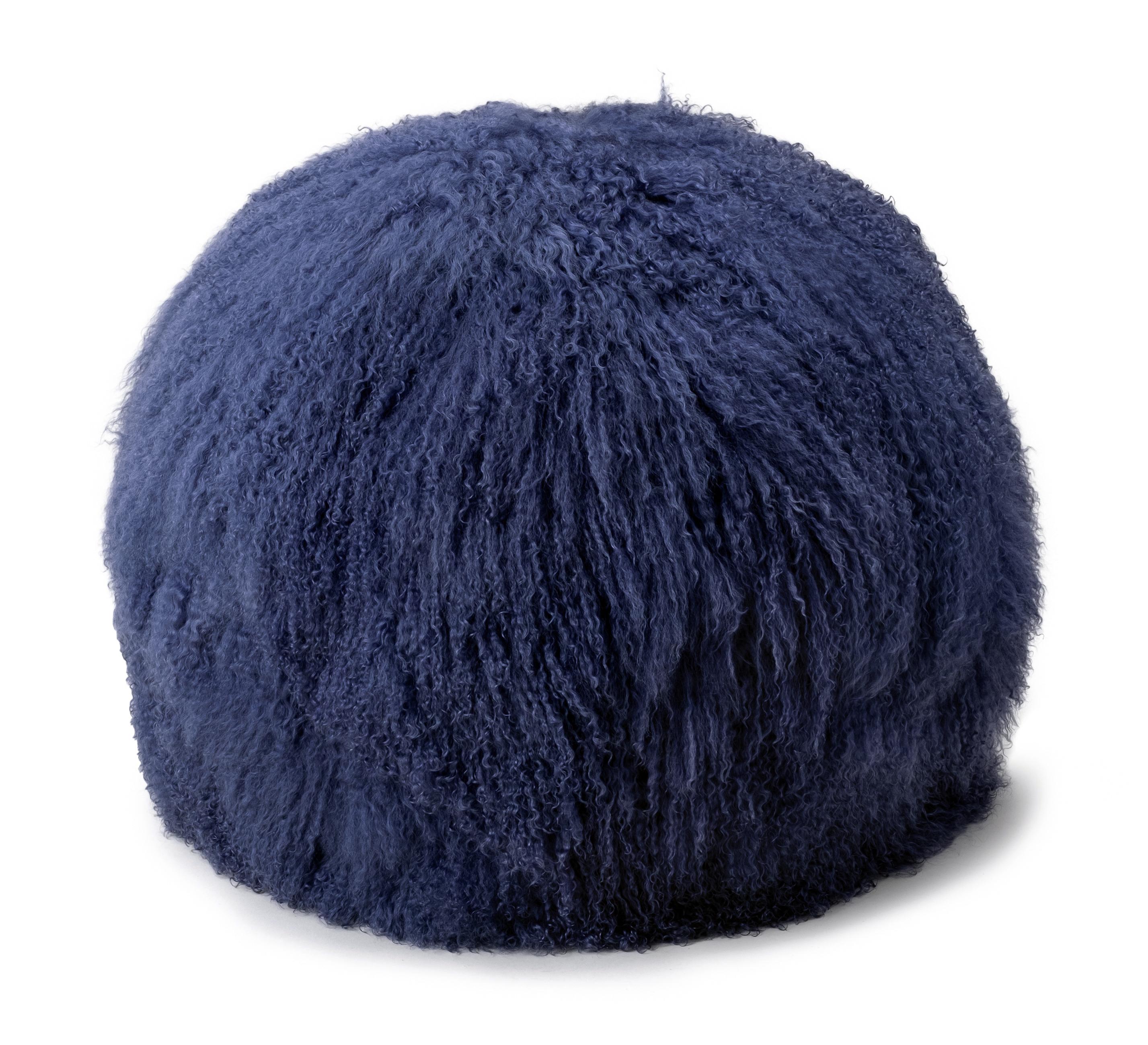Featured in Tibetan Lamb Shearling, the Hudson Ottoman exudes luxury. These structured and supportive round ball ottomans are designed to function as a traditional leg rest, add a twist to secondary living room seating, or as playful and sculptural