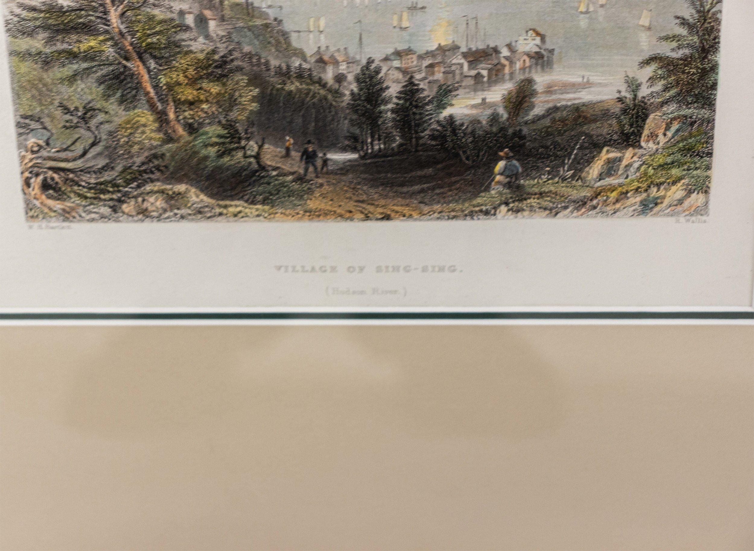 Country Hudson River Color Engraving of a Town For Sale