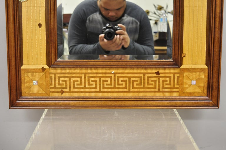 Hudson River Inlay Marquetry Inlaid Concerto Classic Beveled Glass Mirror In Good Condition For Sale In Philadelphia, PA