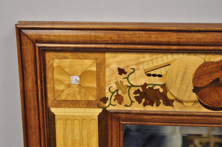 20th Century Hudson River Inlay Marquetry Inlaid Concerto Classic Beveled Glass Mirror For Sale