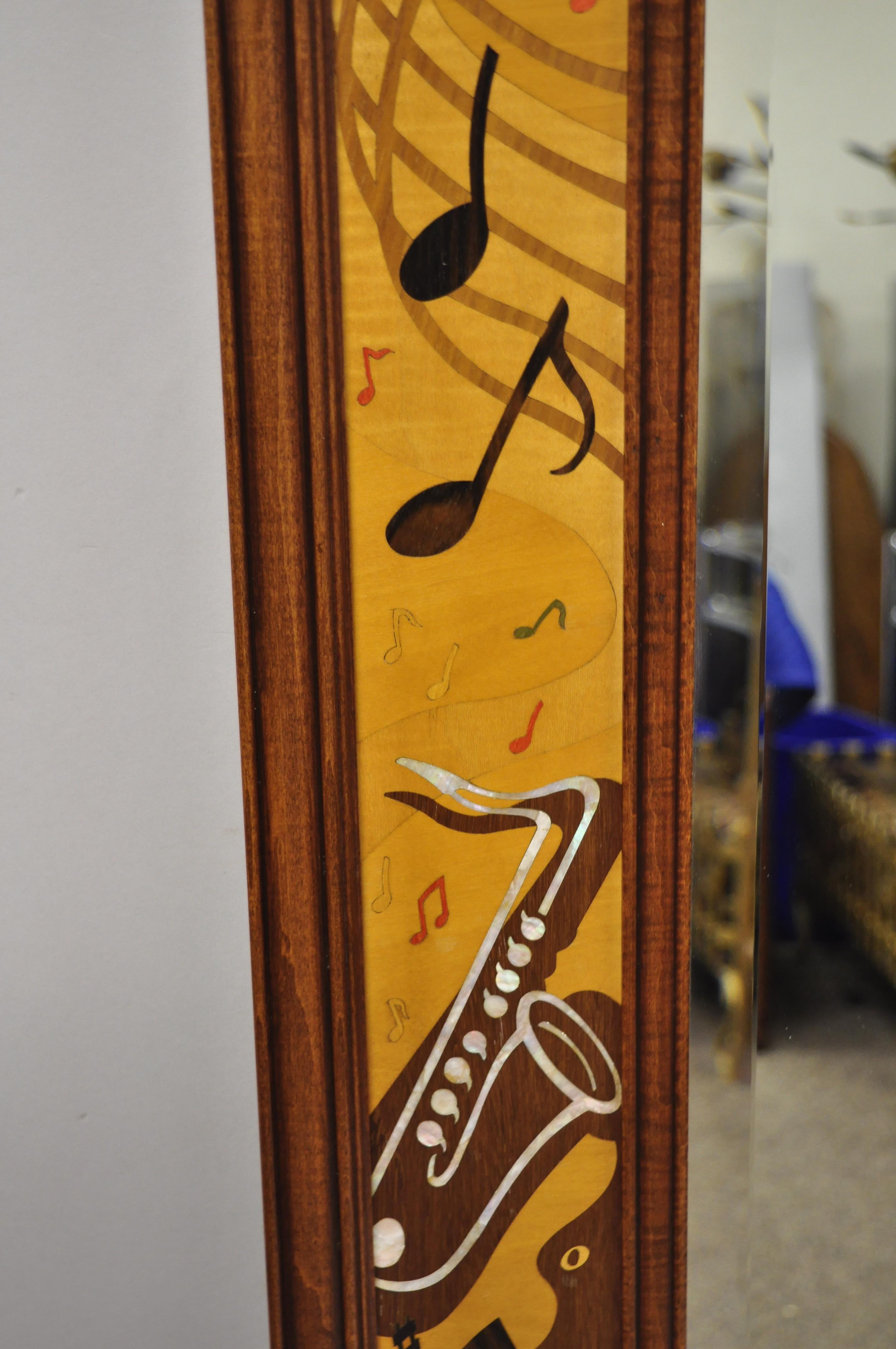 Hudson River Inlay Marquetry Inlaid Jammin Large Border Beveled Glass Mirror 2