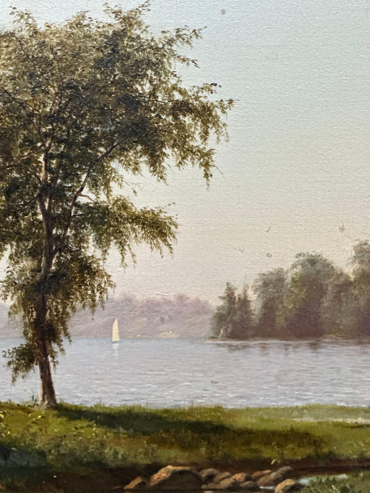„Hudson River“ Ölgemälde auf Leinwand von John Williamson, 1865 im Zustand „Gut“ im Angebot in Los Angeles, CA