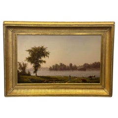 Antique 'Hudson River' Oil on Canvas by John Williamson, 1865
