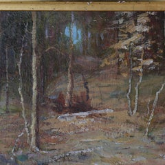 Hudson River School Oil On Board Landscape Painting By F. W. Loven C1914