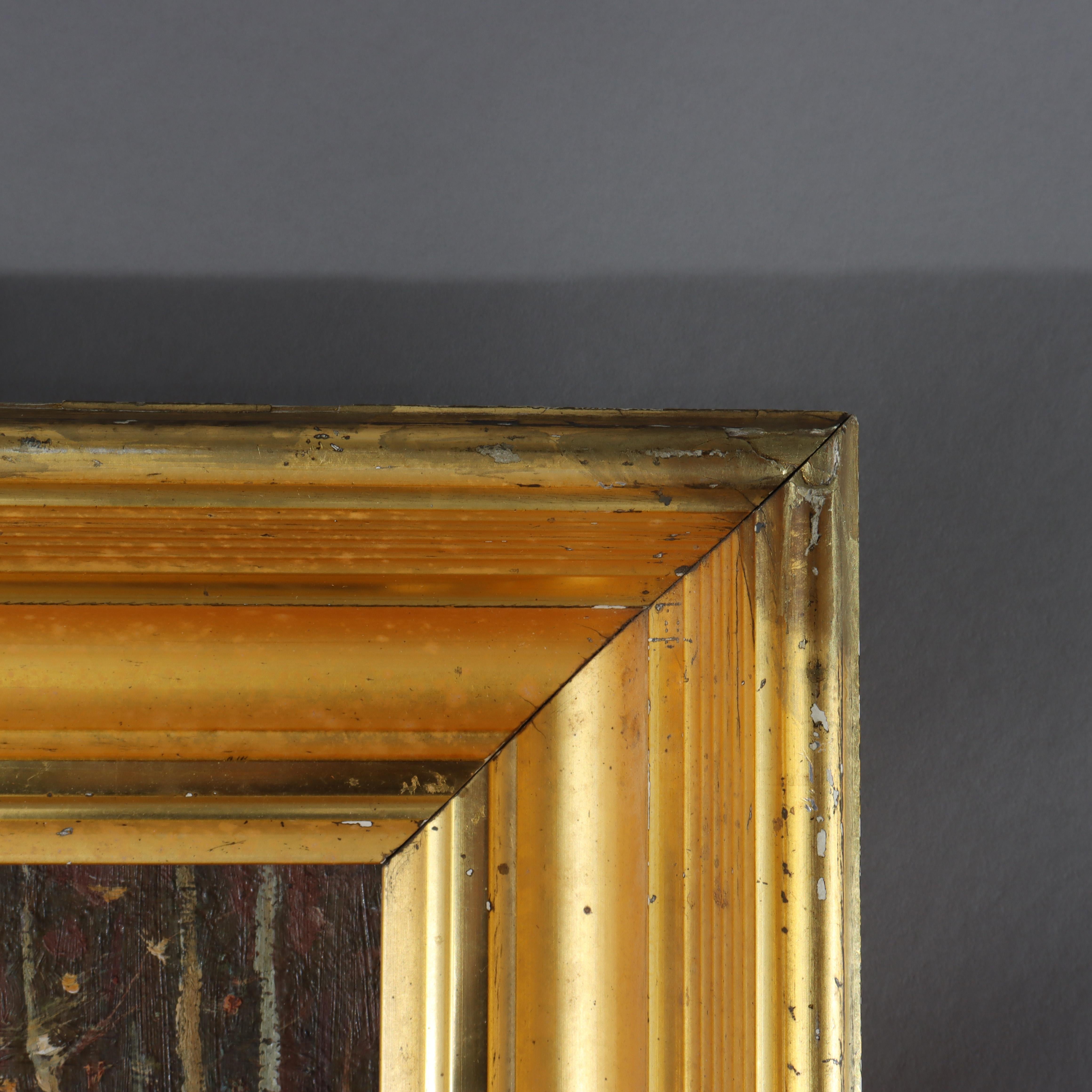 Hudson River School Öl auf Karton Landschaftsgemälde von F. W. Loven C1914 (20. Jahrhundert) im Angebot