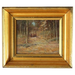 Hudson River School Oil On Board Landscape Painting By F. W. Loven C1914