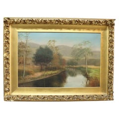Hudson River School Oil On Canvas Landscape Painting by Gregory Hollyer C1900