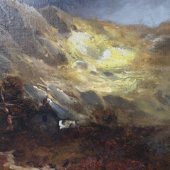 Hudson River School Oil On Canvas Painting, Welsh Highlands, By Maurice C1890