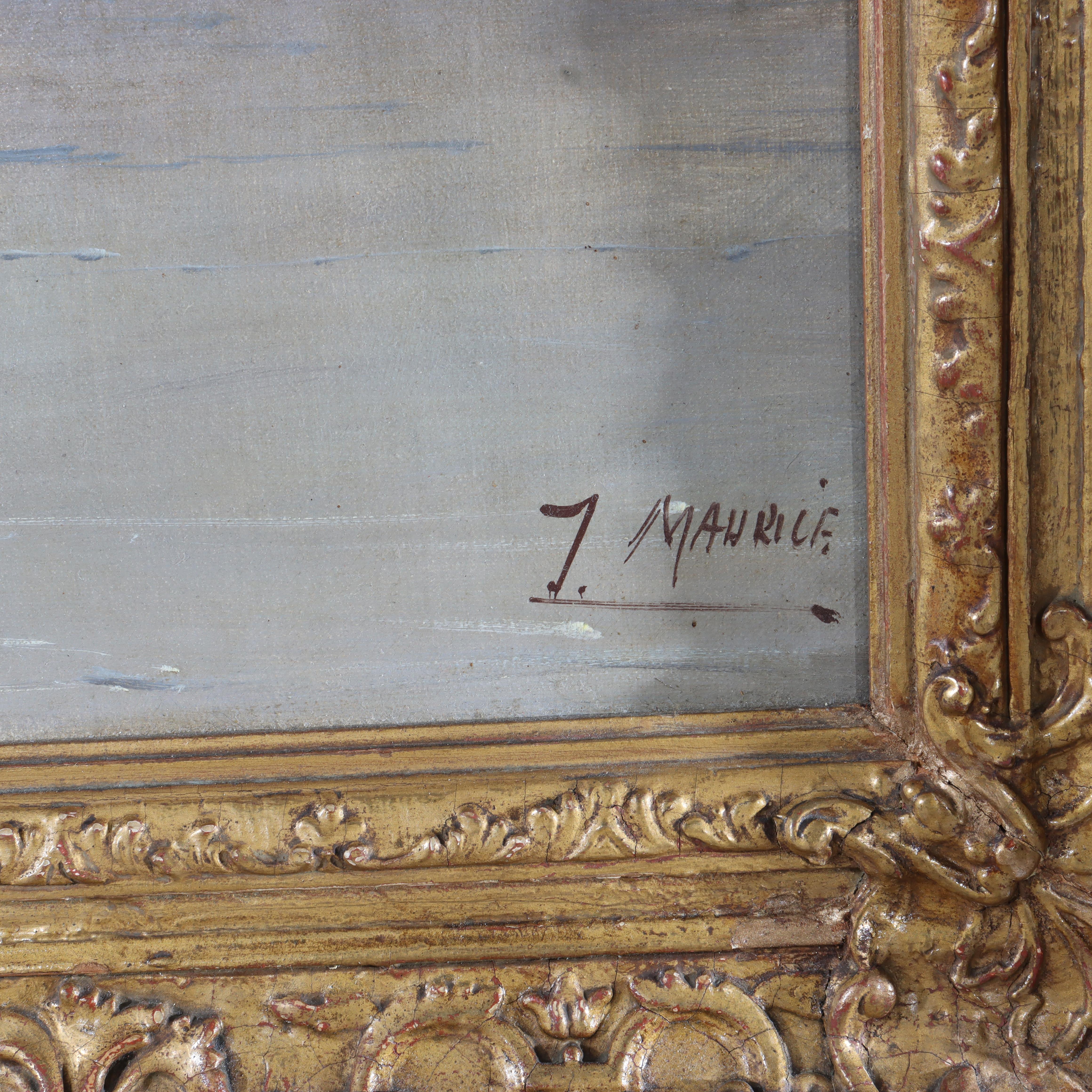 Hudson River School Öl auf Leinwand Gemälde, Welsh Highlands, von Maurice C1890 im Zustand „Gut“ im Angebot in Big Flats, NY