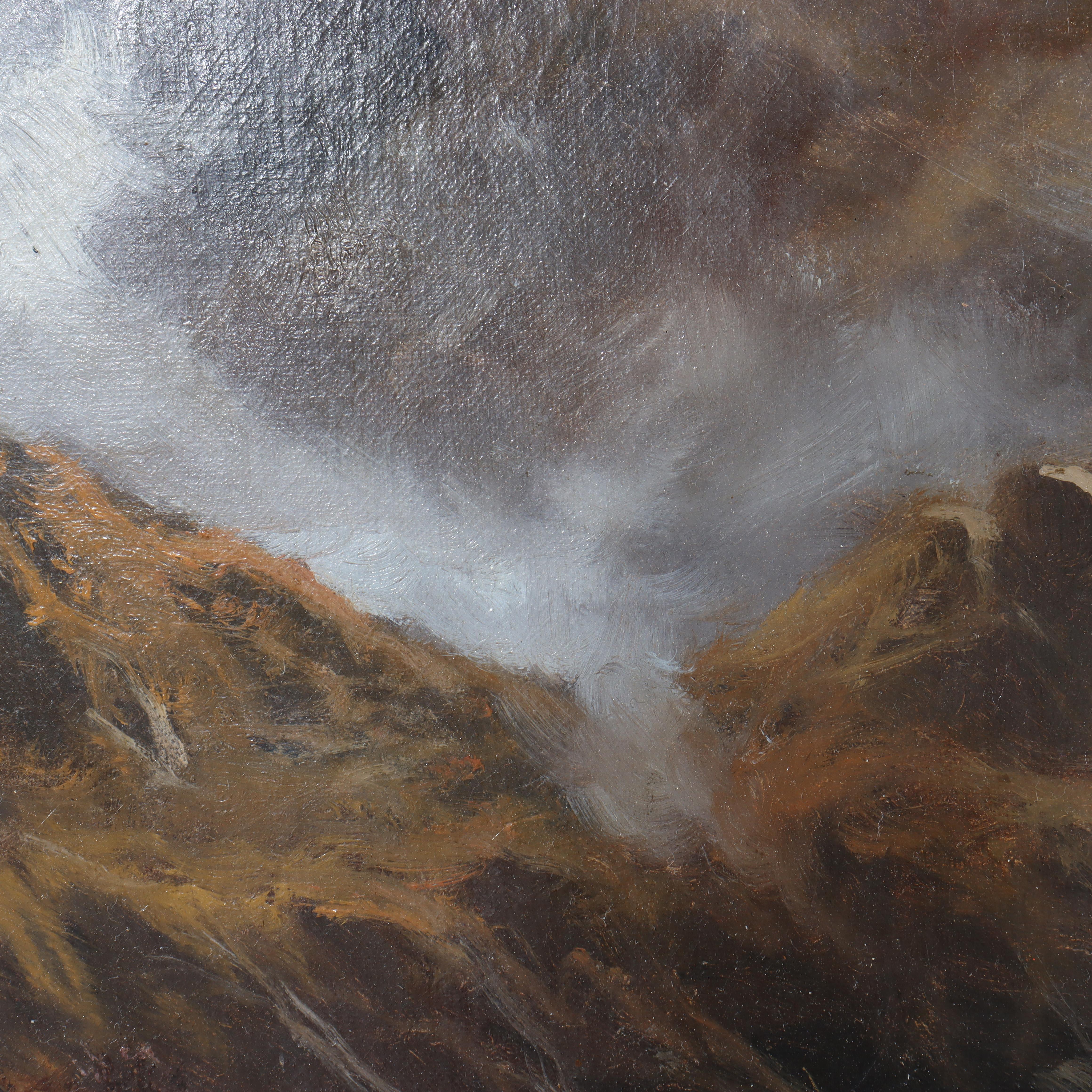 Hudson River School Öl auf Leinwand Gemälde, Welsh Highlands, von Maurice C1890 im Angebot 1