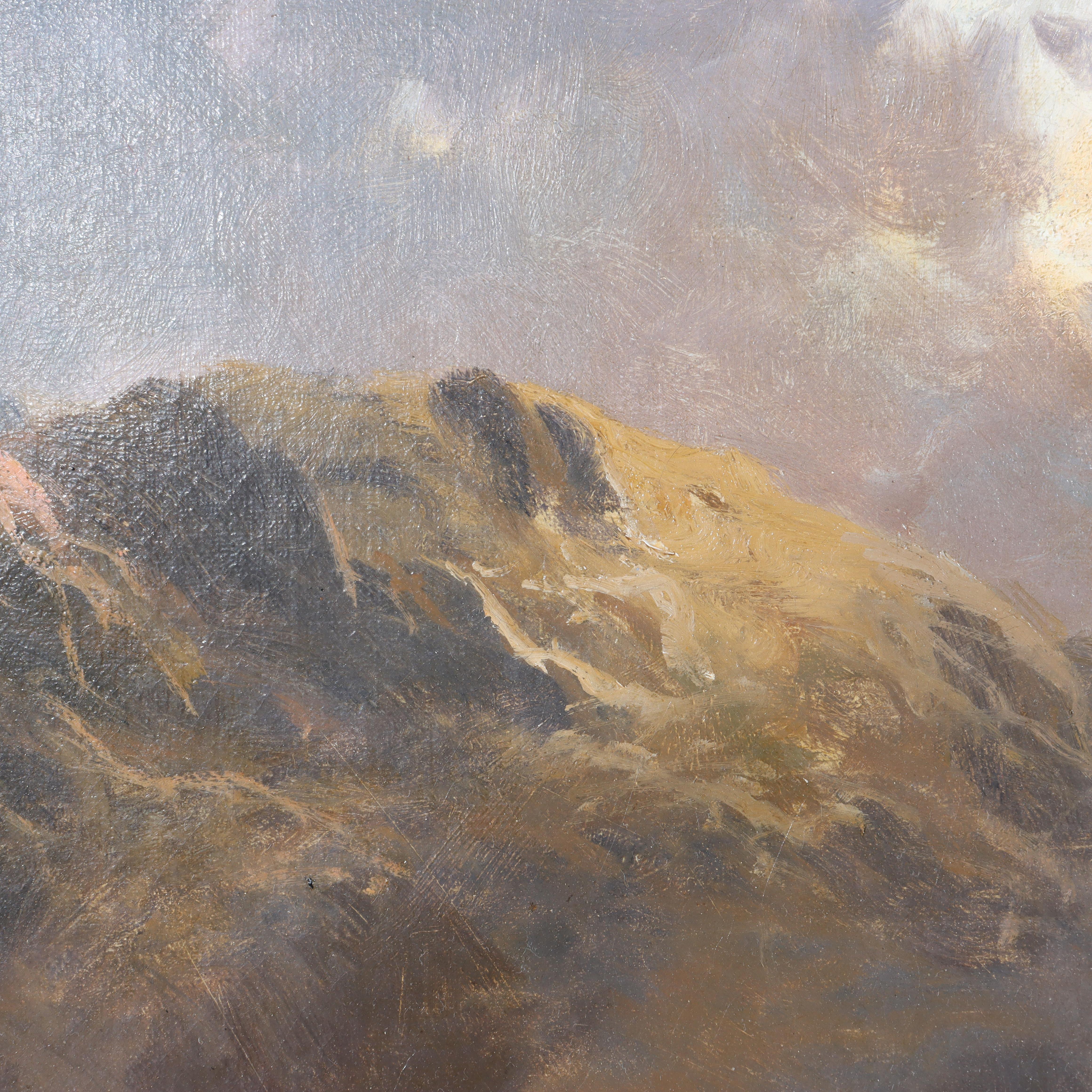 Hudson River School Öl auf Leinwand Gemälde, Welsh Highlands, von Maurice C1890 im Angebot 2