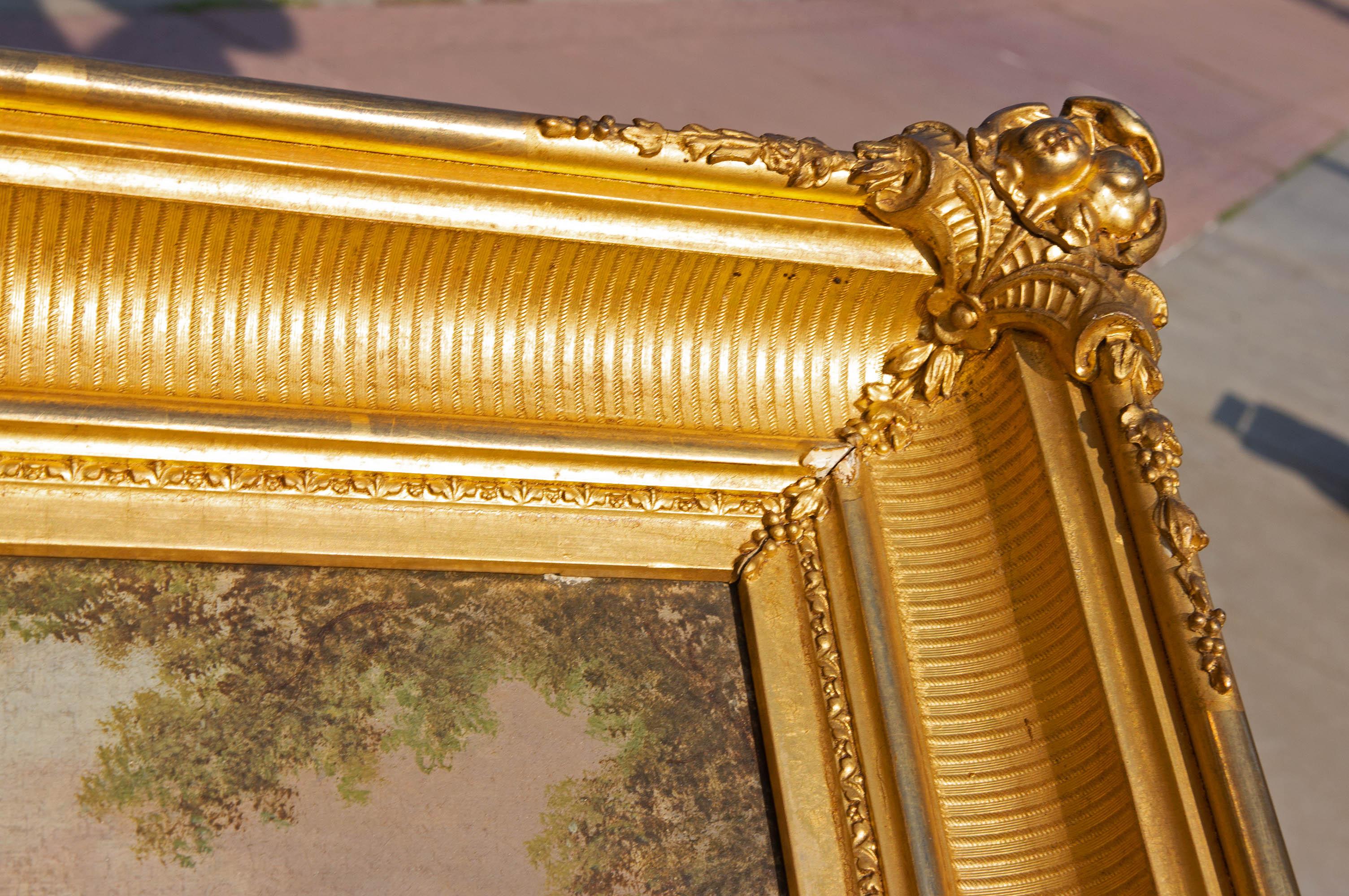 Hudson River School Painting in Original Gilt Frame In Good Condition In Rochester, NY