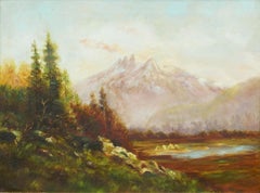 Mount Baker with Encampment - In Style of Albert Bierstadt