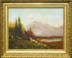 Mount Baker with Encampment - In Style of Albert Bierstadt