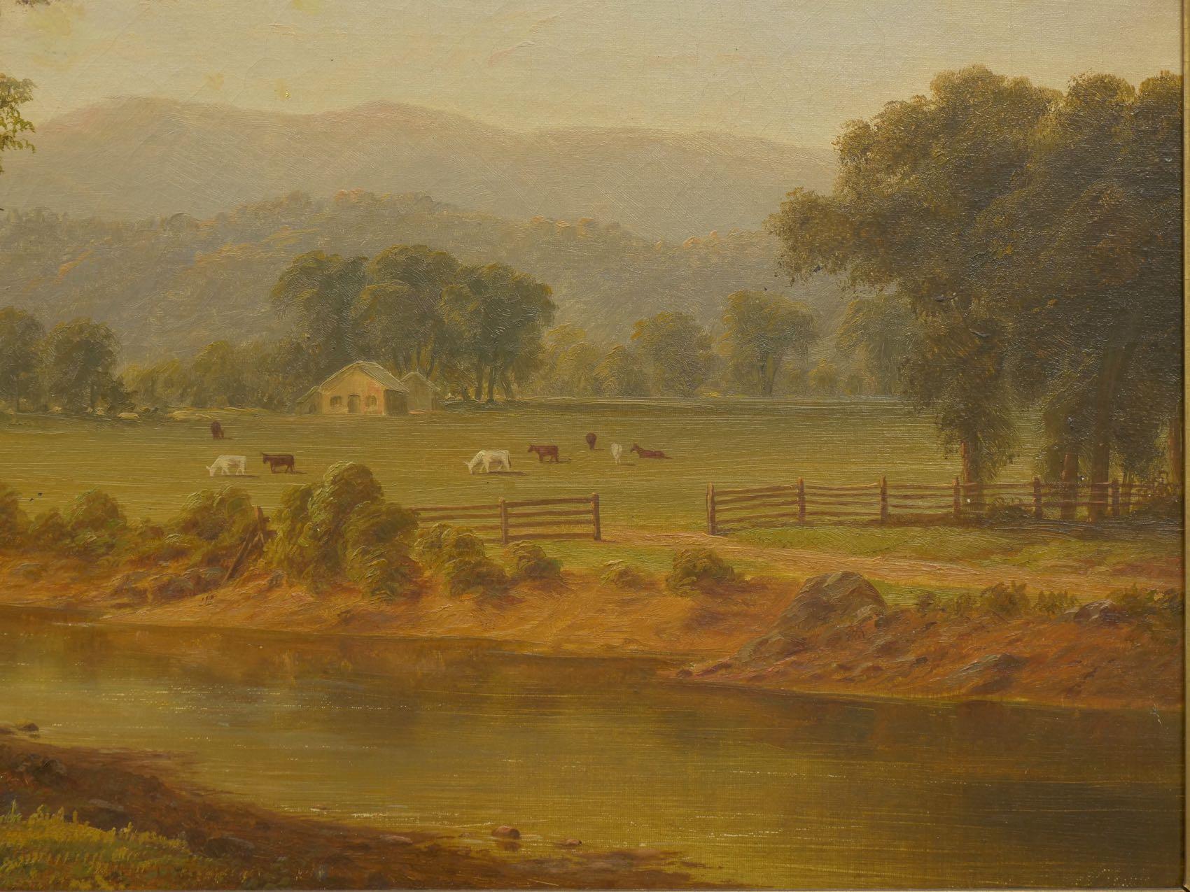 Hudson River Valley Oil Landscape Painting, 19th Century In Good Condition In Shippensburg, PA