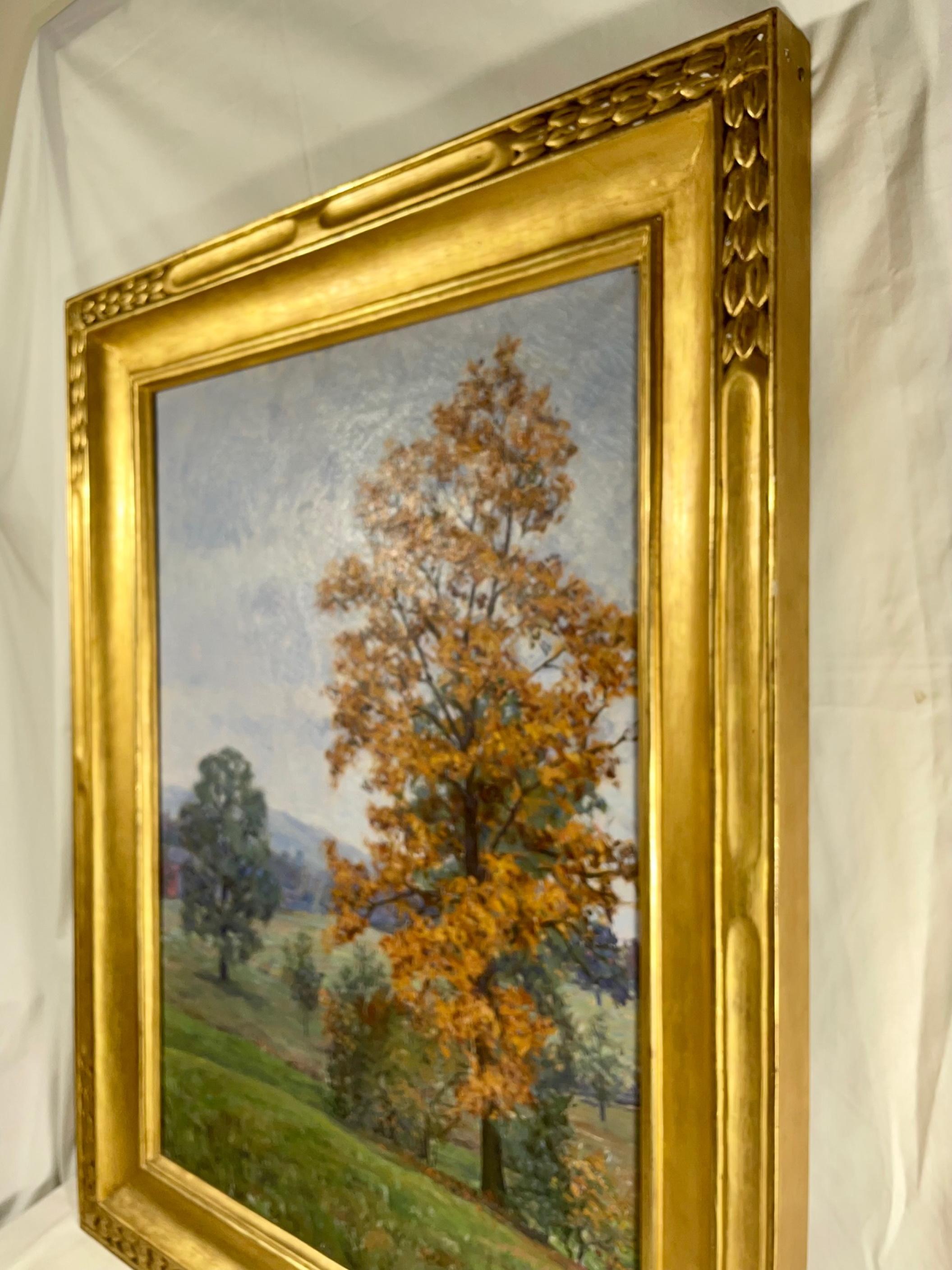 Hudson Valley New York Oil Painting, Newcomb Macklin Frame, Signed Fassett For Sale 4