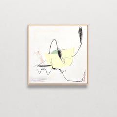 Blank Space 3: Minimalist Abstract Painting with Pastel Green & Yellow on White