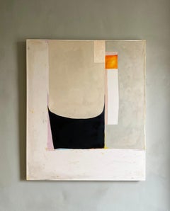 God, Etc. No. 4 (Contemporary Abstract Oil Painting in Gris and Orange)