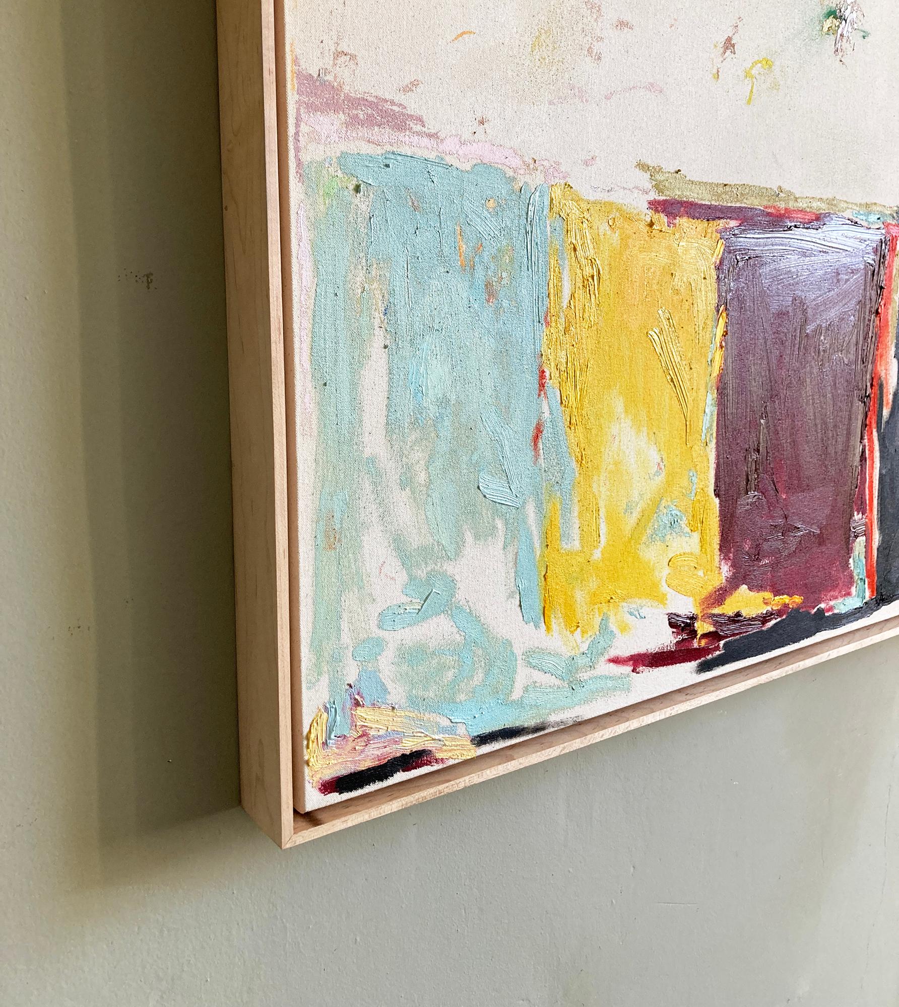 Sing in Silence (Vertical Abstract Color Block Painting on Canvas, Custom Frame) 2