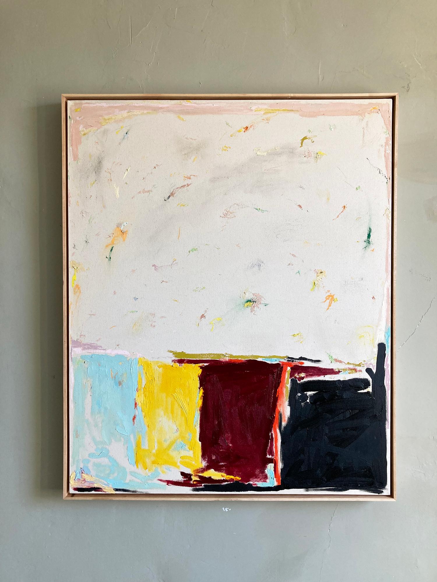 Sing in Silence (Vertical Abstract Color Block Painting on Canvas, Custom Frame) 3