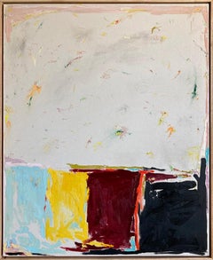 Sing in Silence (Vertical Abstract Color Block Painting on Canvas, Custom Frame)