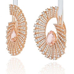 Hueb 18k Rose Gold 2.25cts Diamond and Morganite Earrings