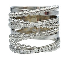 Hueb Bubbles mehrreihiger Pavé-Diamantring aus poliertem 18 Karat Weißgold